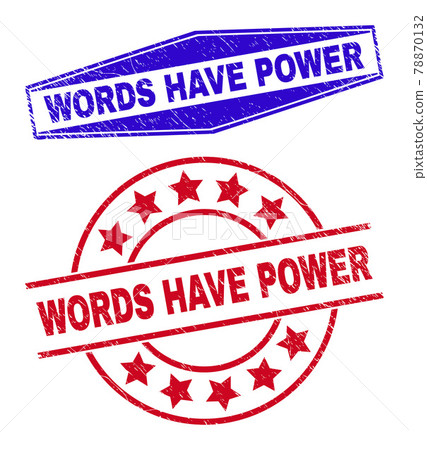 WORDS HAVE POWER Scratched Stamp Seals in Circle and Hexagon Shapes WORDS HAVE POWER Scratched Stamp Seals in Circle and Hexagon Shapes 78870132