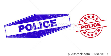 POLICE Rubber Stamp Seals in Circle and Hexagon... - Stock Illustration ...