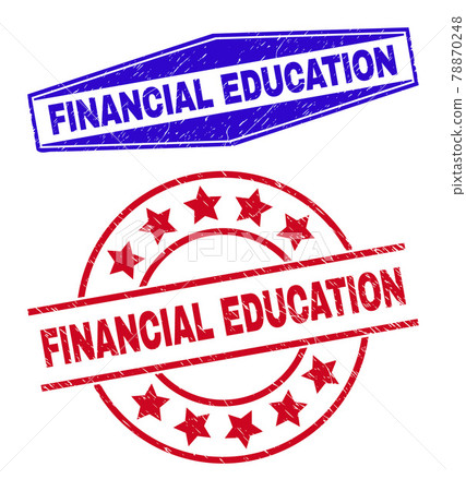 FINANCIAL EDUCATION Corroded Stamp Seals in Round and Hexagon Shapes FINANCIAL EDUCATION Corroded Stamp Seals in Round and Hexagon Shapes 78870248