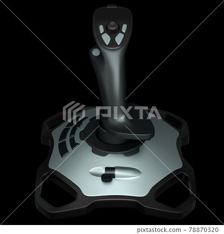 Realistic joystick for flight simulator isolated on black background 78870320