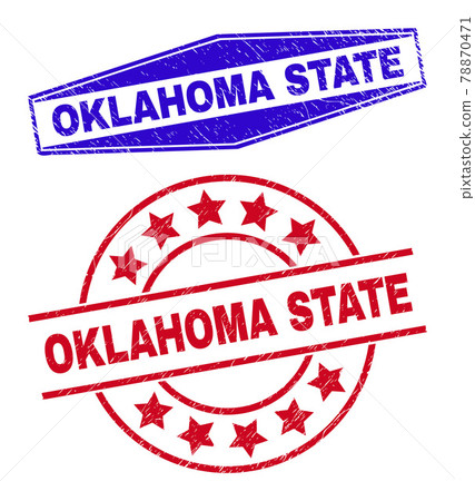 OKLAHOMA STATE Grunge Badges in Round and Hexagonal Shapes 78870471