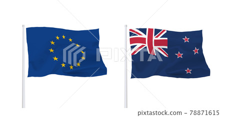 EU and New Zealand flags 78871615