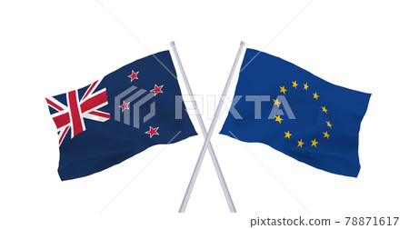 EU and New Zealand flags 78871617