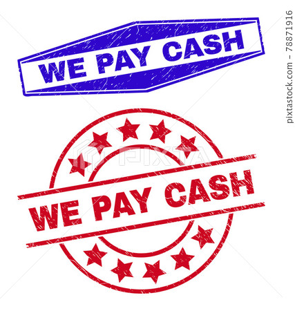 WE PAY CASH Distress Badges in Round and Hexagon Forms 78871916