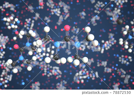 Tetramethylurea molecule made with balls, scientific molecular model. Chemical 3d rendering 78872530