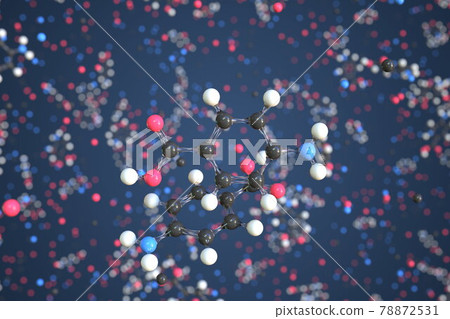 P-aminobenzoic acid molecule made with balls, conceptual molecular model. Chemical 3d rendering 78872531