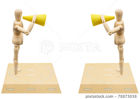 A drawing doll that provokes each other with a megaphone so that it will come up to your own ring. A drawing doll that provokes each other with a megaphone so that it will come up to your own ring. 78873038