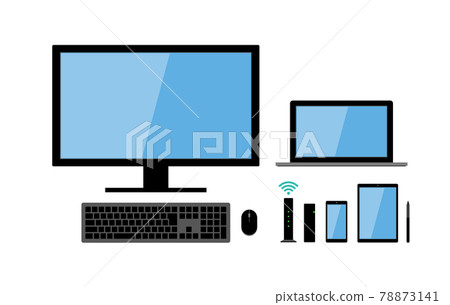 PC smartphone tablet electronic device set black 78873141