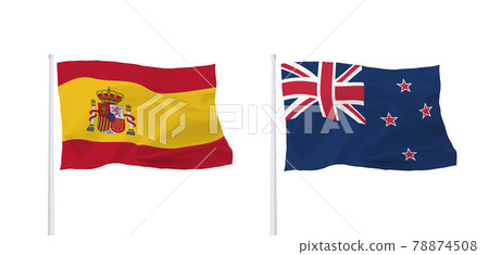 西班牙和新西蘭的旗幟 78874508