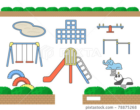 擁有豐富玩具套裝的公園插圖 78875268