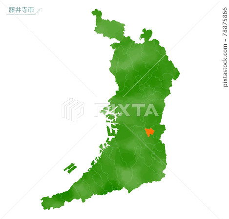Watercolor-style map Fujiidera City, Osaka Prefecture 78875866