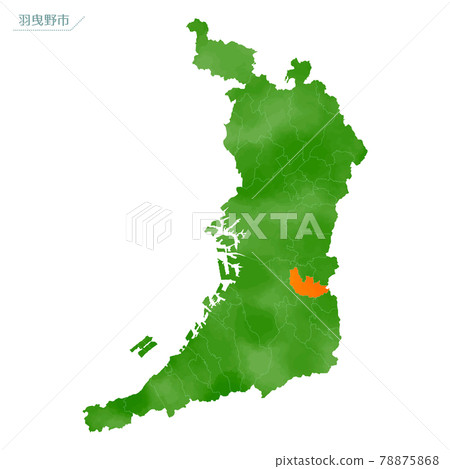 水彩畫地圖 大阪府羽比木野市 78875868