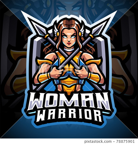 Women warrior esport mascot logo design 78875901