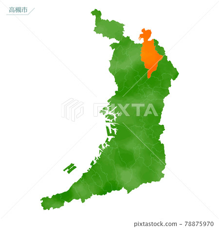 水彩畫地圖大阪府高月市 78875970