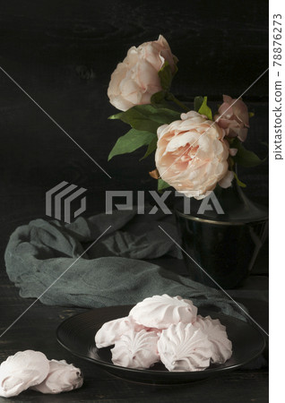 Airy, sweet berry marshmallow on a white background. 78876273