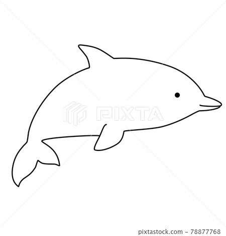 Line drawing illustration of a dolphin facing to the right Line drawing illustration of a dolphin facing to the right 78877768