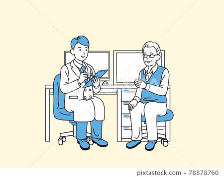 Elderly man and doctor counseling medical examination senior elderly patient illustration material 78878760