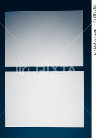 Blank A4 paper, white on blue background as office stationery flatlay, luxury branding flat lay and brand identity design for mockup 78880260