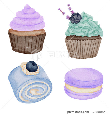 Dessert watercolor hand paint collection Dessert watercolor hand paint collection 78880849