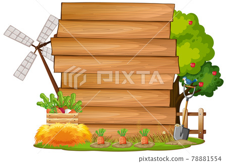 Empty banner template in the farm scene isolated on white background 78881554