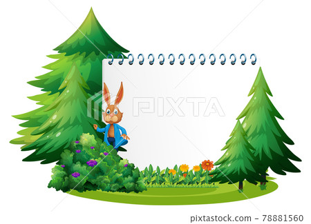 Blank banner in the garden with a rabbit isolated Blank banner in the garden with a rabbit isolated 78881560