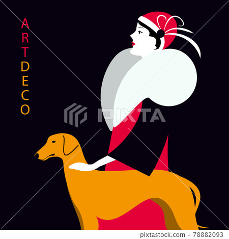 Vintage woman with a dog 78882093