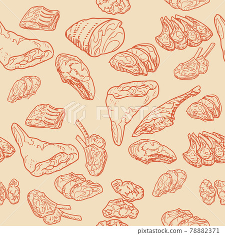 Seamless pattern of meat products 78882371