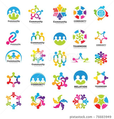 25 set icon and logo of Community, network and social  design vector 78883949