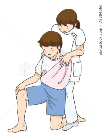 單膝站立康復的人和治療師 單膝站立康復的人和治療師 78884060