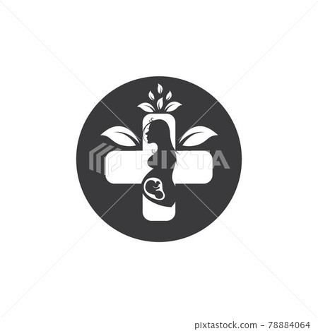 nature beauty pregnant women with leaf vector icon 78884064