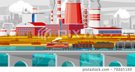 Landscape of Cargo Rail Transportation With Plant Landscape of Cargo Rail Transportation With Plant 78885189