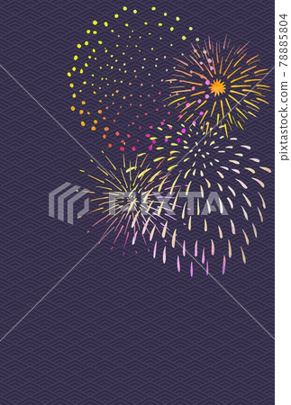 [Japanese-style material] Japanese pattern background decorated with fireworks (Qinghai wave) Bluish-purple 78885804