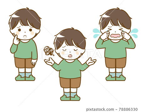 The embarrassed look of a fat little boy 78886330