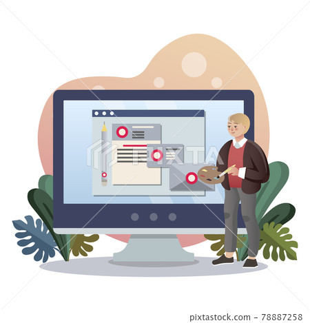Branding. Isolated flat style colored illustration. Marketing solution. Corporate identity, corporate visualization. 78887258