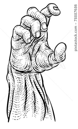 Hand Reaching Engraved Retro Woodcut Vintage Style 78887686