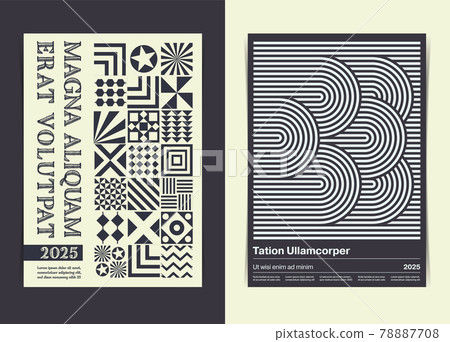 Modernist Bauhaus Poster Templates with Geometric Shapes Pattern. Vector illustration. 78887708