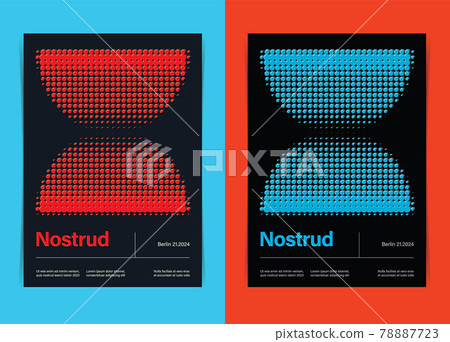 Retro Futuristic Bauhaus Circles Pattern Composition Design Template. Vector illustration. 78887723