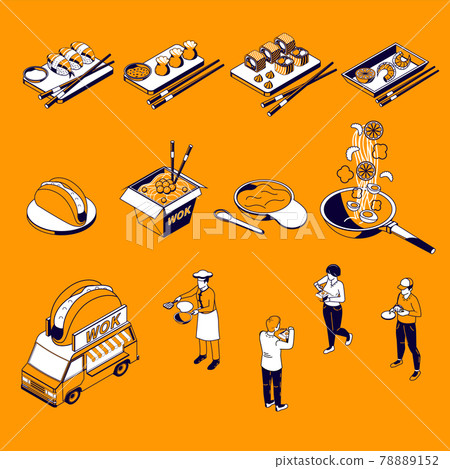 Asian Food Isometric Set 78889152