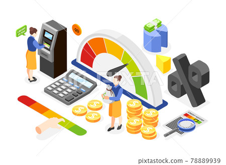 Isometric Credit Composition Isometric Credit Composition 78889939