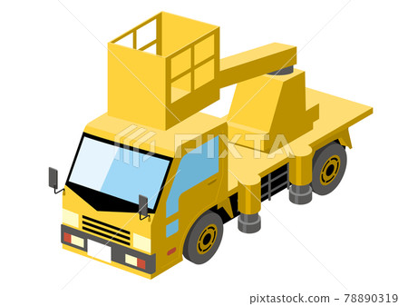 帶裝載平台的工作車藍色卡車 | 等距汽車的 3D 插圖 帶裝載平台的工作車藍色卡車 | 等距汽車的 3D 插圖 78890319