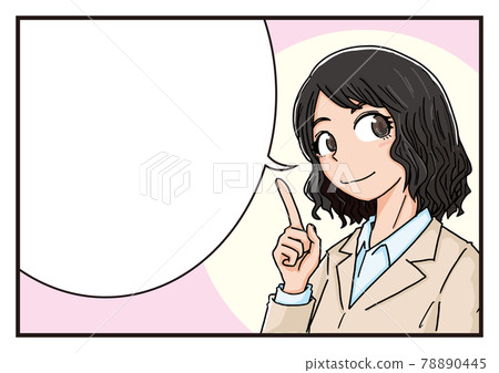 Illustration material of a woman in a suit and a balloon for dialogue Illustration material of a woman in a suit and a balloon for dialogue 78890445