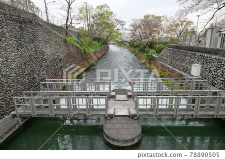Tokyo Spring Hamura City Hamura Intake Weir Tamagawa Aqueduct and Second Sluice Tokyo Spring Hamura City Hamura Intake Weir Tamagawa Aqueduct and Second Sluice 78890505