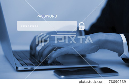 Security password login online concept Hands typing and entering username and password of social media, log in with smartphone to an online bank account, data protection from hacker Security password login online concept Hands typing and entering username and password of social media, log in with smartphone to an online bank account, data protection from hacker 78890589