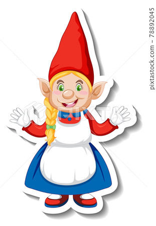 A sticker template with garden gnome or dwarf cartoon chracter 78892045