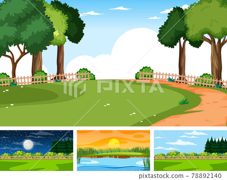 Four different scene of nature park and forest 78892140