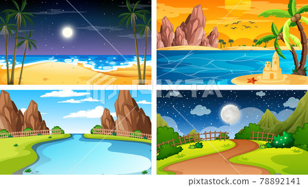 Four different scene of nature park and forest 78892141