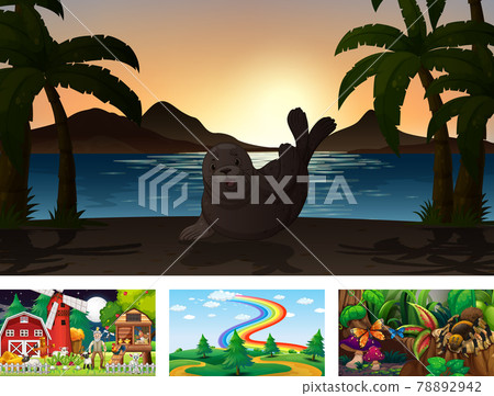 Four different nature horizontal scene 78892942