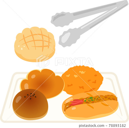 夾子和托盤上的各種麵包 78893182