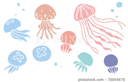 Simple and cute pastel color jellyfish decoration illustration set Simple and cute pastel color jellyfish decoration illustration set 78893678