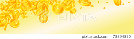 Indian rupee coins falling. Bizarre scattered INR coins. India money. Pleasant jackpot, wealth or success concept. Vector illustration. 78894850